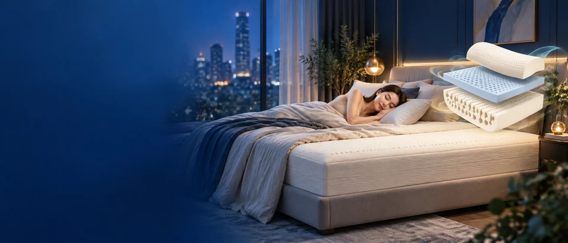 Không gian ngủ sâu với nệm foam đa tầng