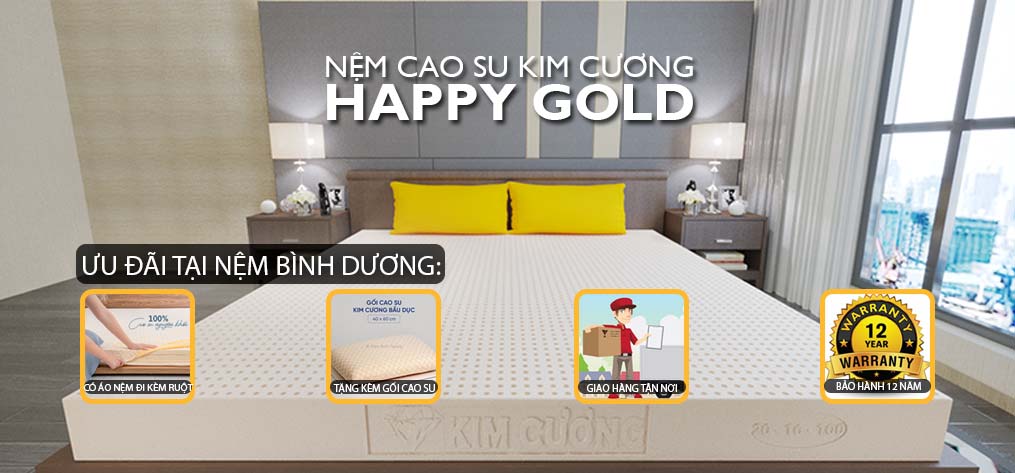 Nệm cao su Kim Cương Happy Gold - Nệm Bình Dương