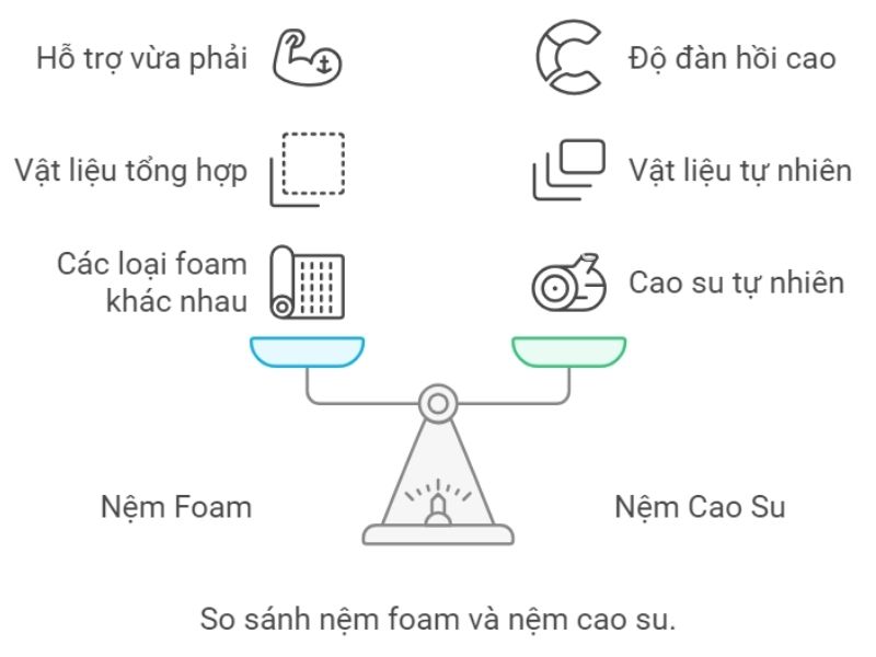 So sánh nệm foam và nệm cao su