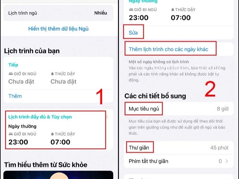 Các bước điều chỉnh mục tiêu ngủ và thư giãn