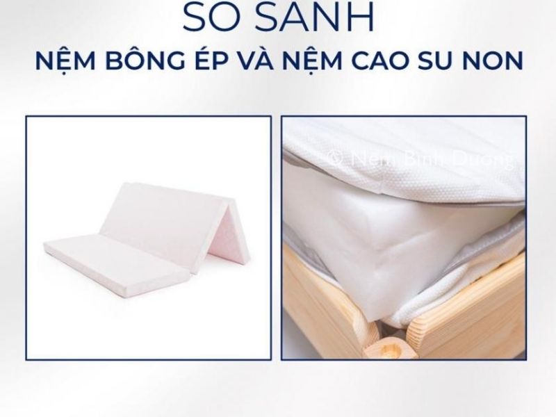 So sánh nệm bông ép và nệm cao su non