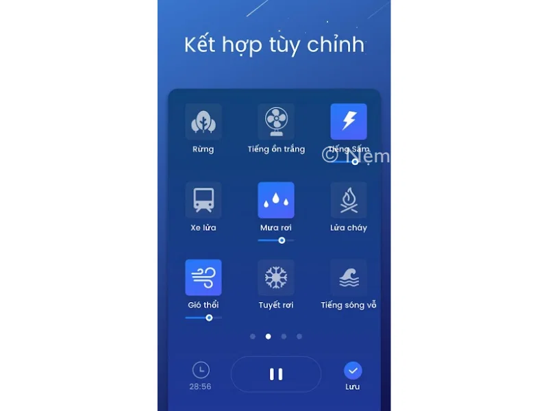 App âm thanh dễ ngủ - Tùy chỉnh âm lượng riêng cho từng âm thanh khi kết hợp