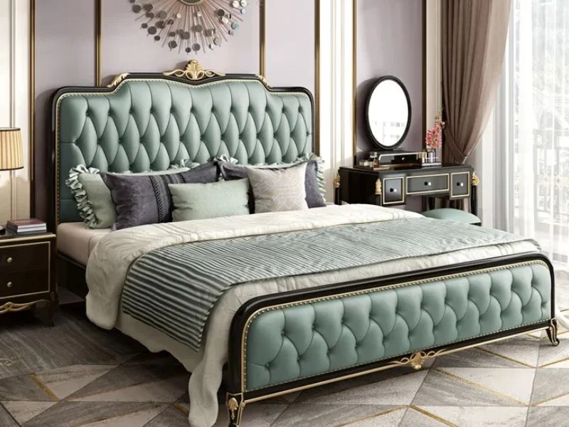 Giường bọc nệm đầu giường cổ điển