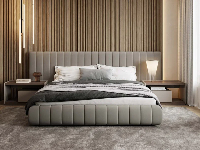 Giường bọc nệm đầu giường hiện đại