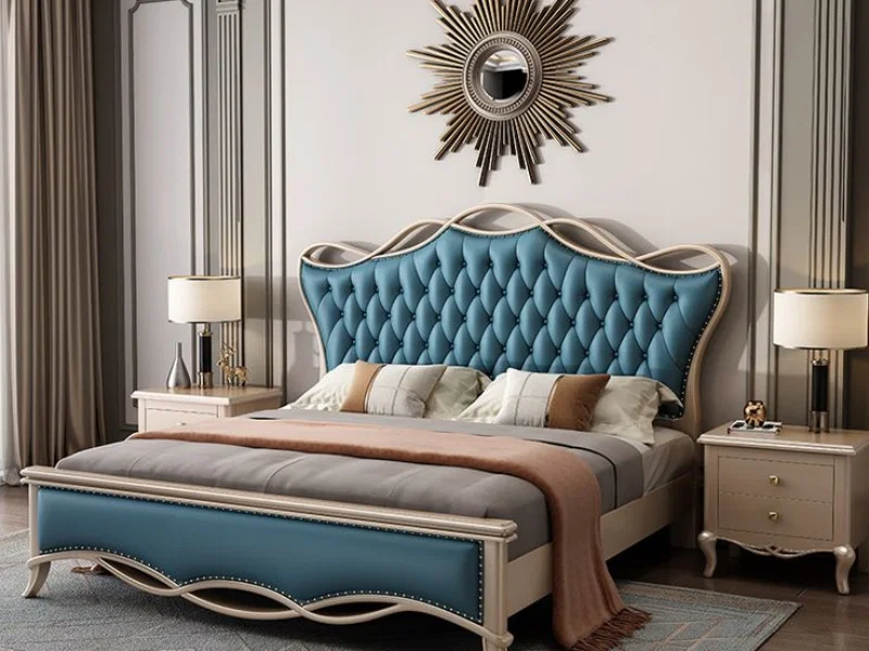 Giường bọc nệm đầu giường tân cổ điển