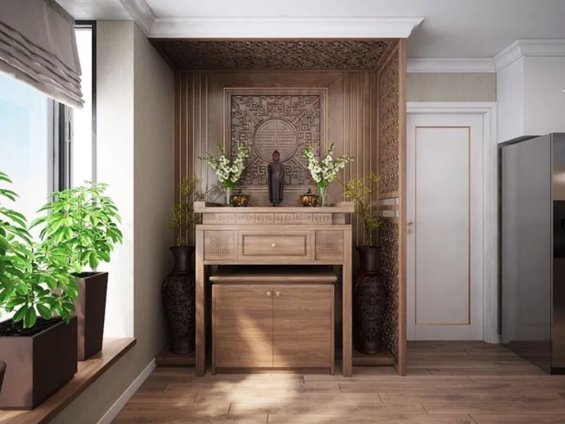 Tránh kê đầu giường vào phòng thờ