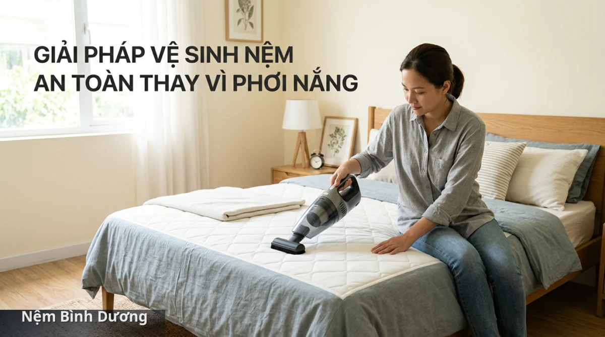 Sử dụng máy hút bụi chuyên dụng là giải pháp vệ sinh nệm an toàn và hiệu quả cao - Có nên phơi nệm dưới nắng không