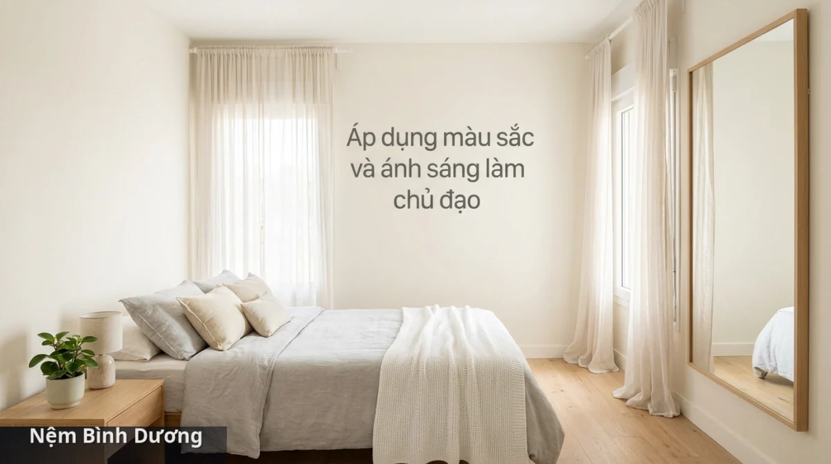 Màu sơn sáng và gương trang trí giúp phòng ngủ nhỏ trông thoáng đãng hơn - Decor phòng ngủ nhỏ 10m2 sao cho rộng và thoáng 3 Màu sơn sáng và gương trang trí giúp phòng ngủ nhỏ trông thoáng đãng hơn - Decor phòng ngủ nhỏ 10m2 sao cho rộng và thoáng