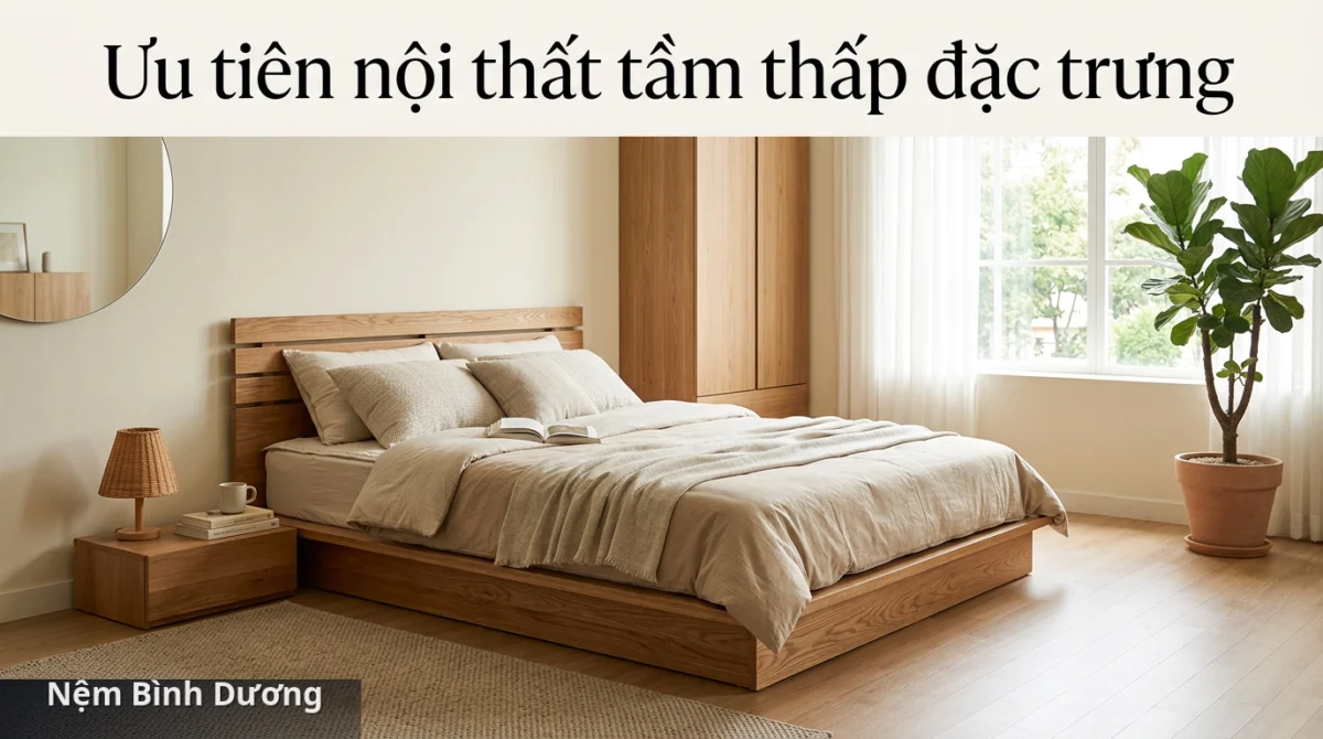 Nội thất tầm thấp là yếu tố then chốt tạo nên không gian phòng ngủ kiểu Hàn Quốc - Decor phòng ngủ phong cách Hàn Quốc 2026