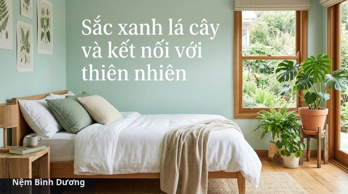Màu xanh lá cây nhạt giúp làm dịu thị giác và mang lại cảm giác an yên - Màu sắc nào giúp giảm stress trong phòng ngủ