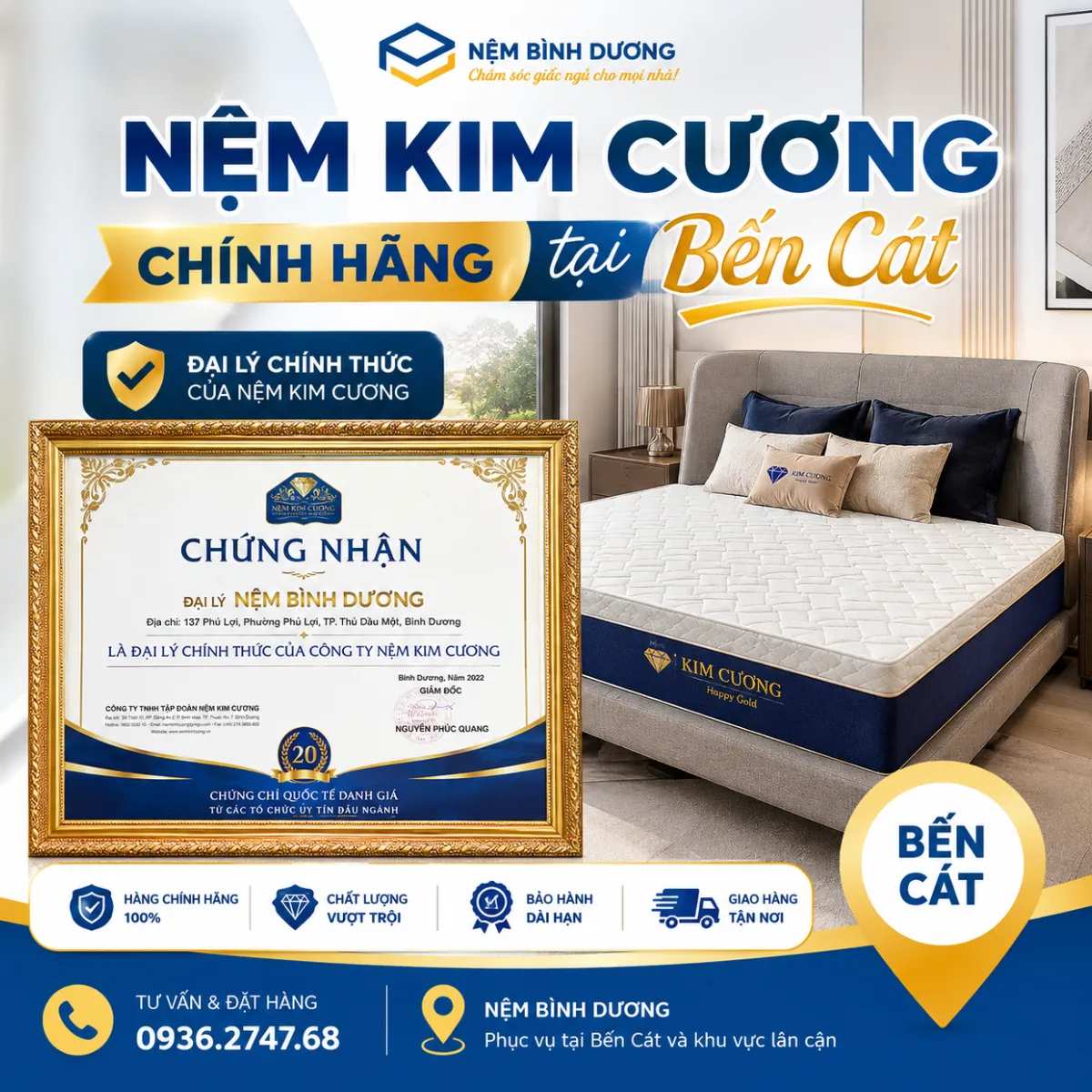 Nệm cao su Kim Cương chính hãng tại Bến Cát Nệm cao su Kim Cương chính hãng tại Bến Cát
