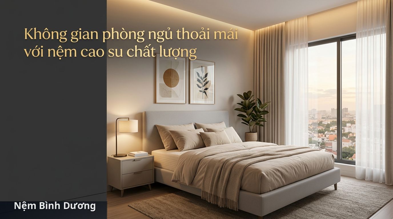 Không gian phòng ngủ thoải mái với nệm cao su chất lượng - Nệm cao su Vạn Thành tại Tân Uyên