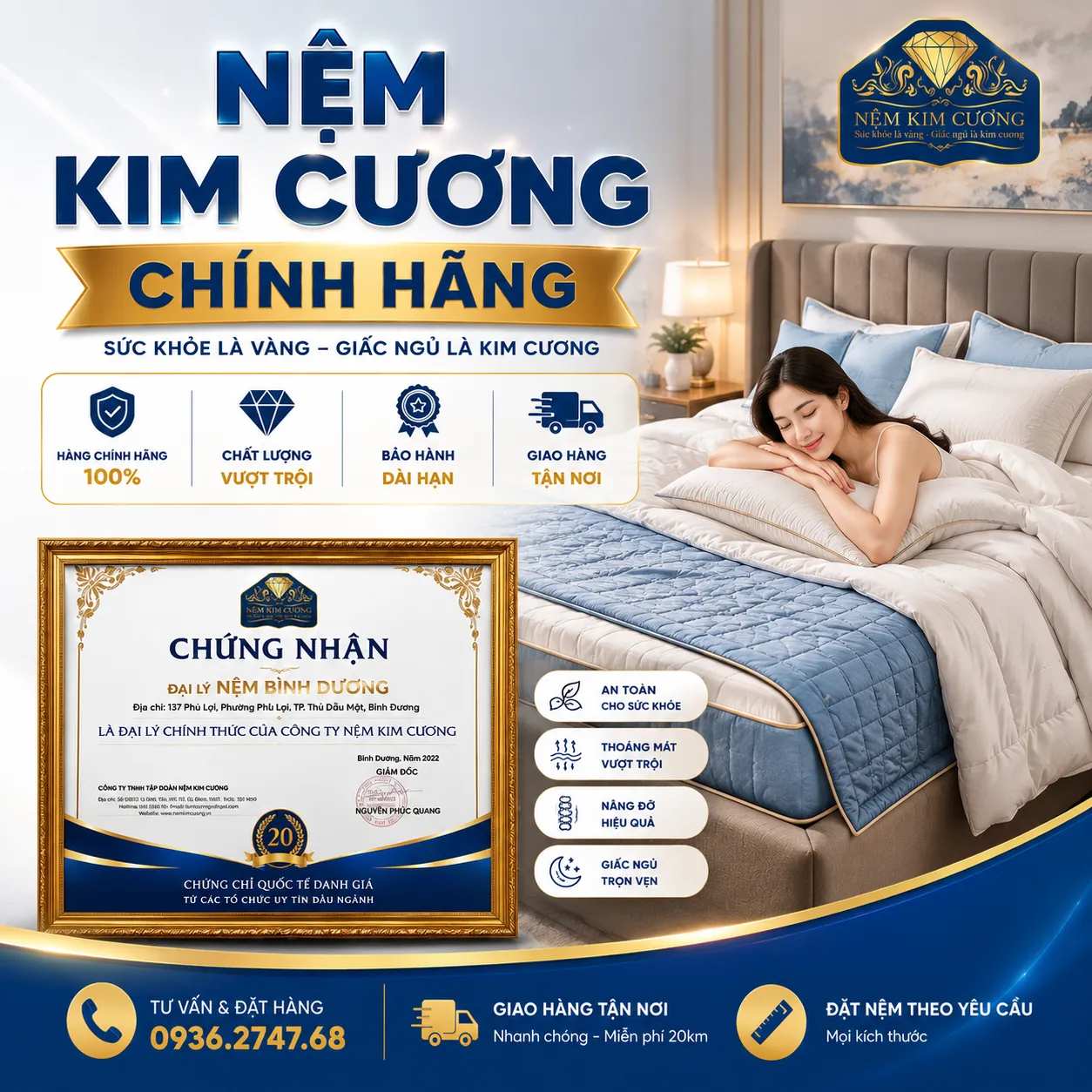 Nệm cao su Kim Cương chính hãng tại Bến Cát Nệm cao su Kim Cương chính hãng tại Bến Cát