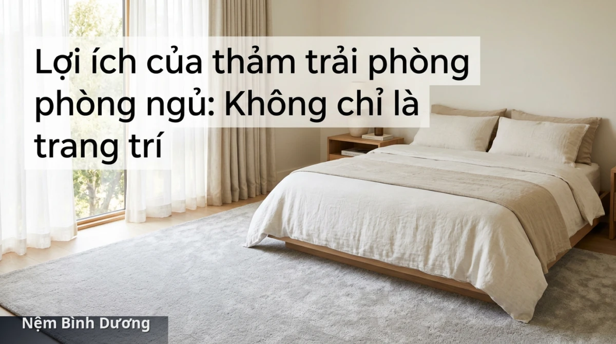 Thảm trải sàn giúp giảm tiếng ồn, mang lại sự yên tĩnh cho giấc ngủ ngon hơn. - Cách chọn thảm trải phòng ngủ hợp xu hướng